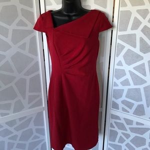 Tahari Ruched Crepe Sheath Dress